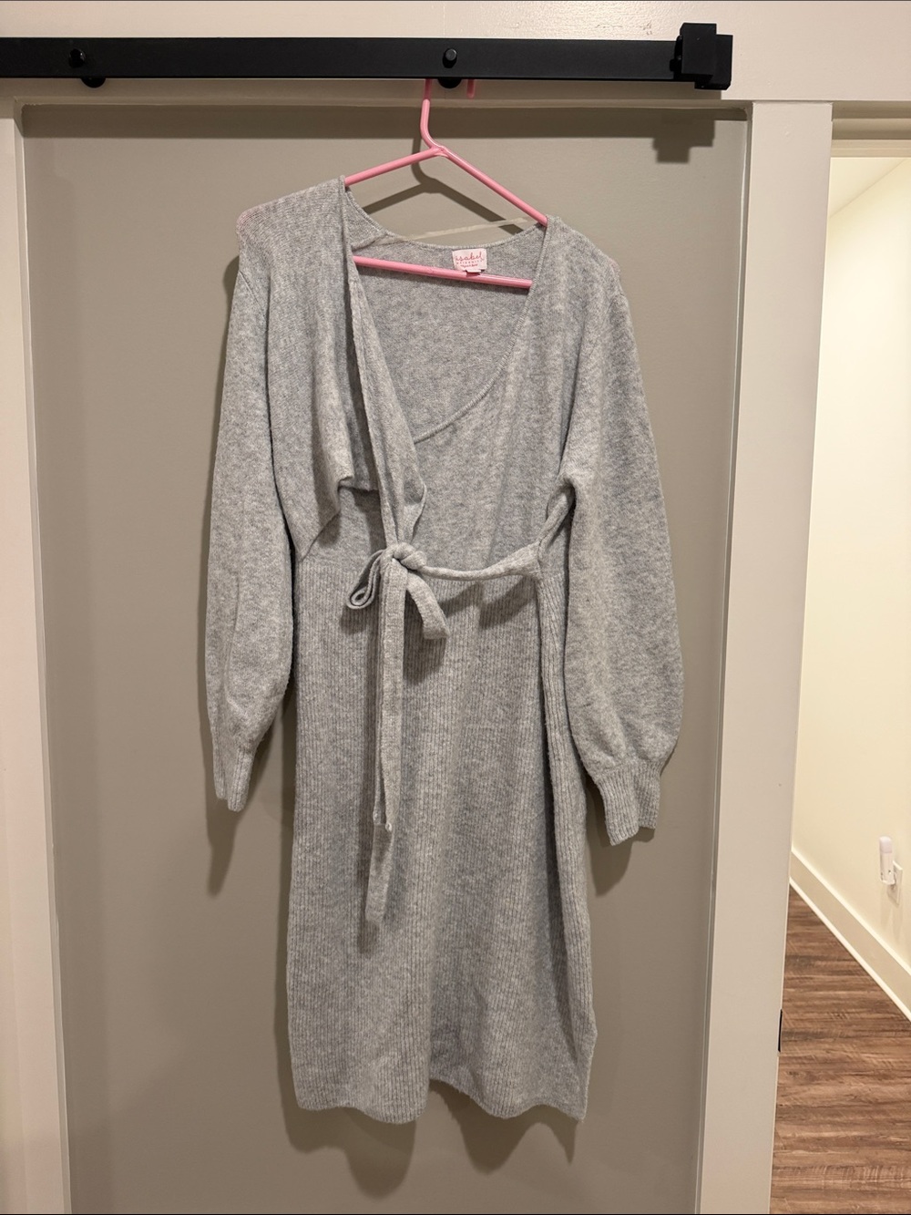 Cozy Maternity Grey Wrap Robe Sweater Dress - Women Intimates